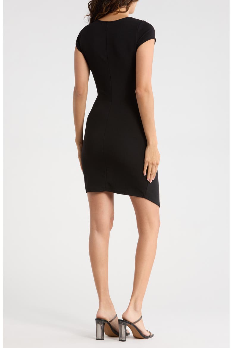 Cap Sleeve D-Ring Asymmetric Faux Wrap Dress, Alternate, color, BLACK