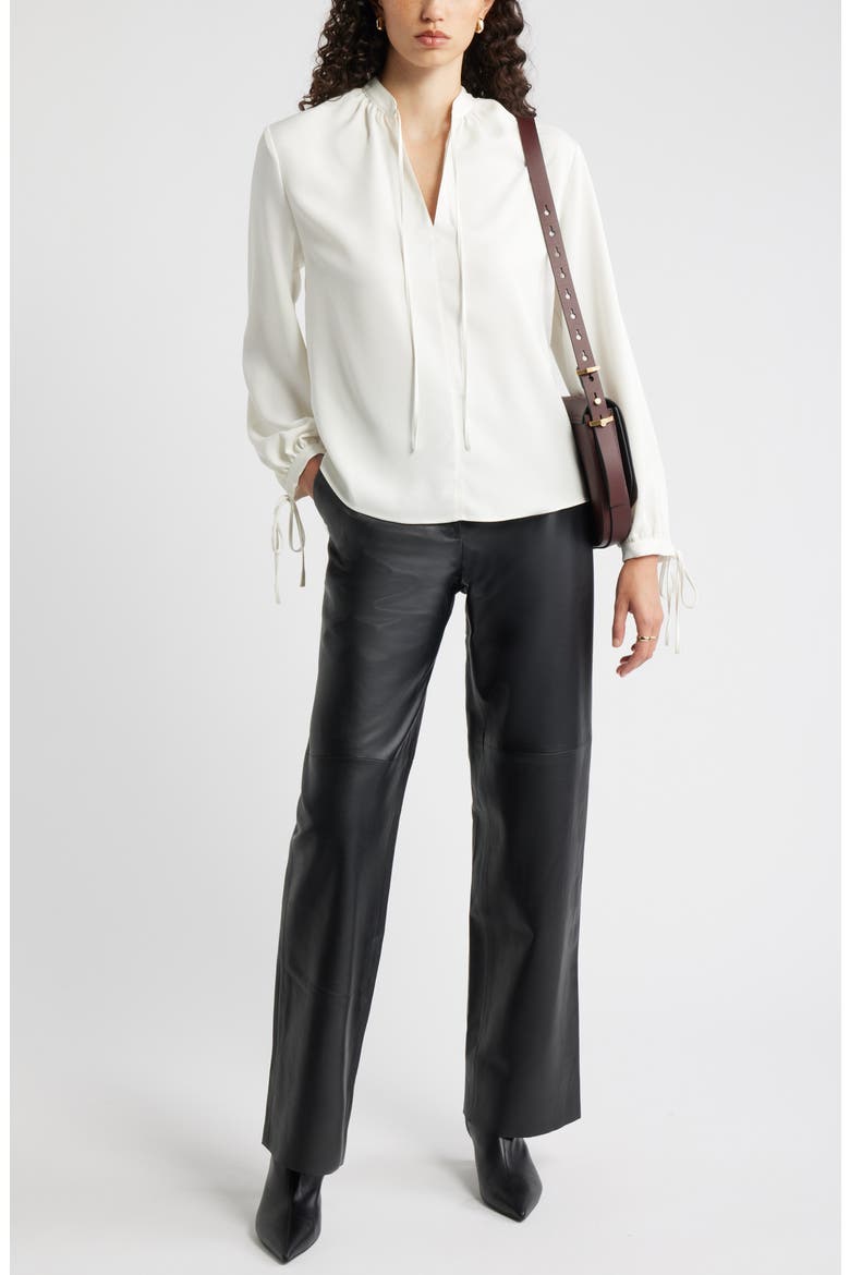 Long Sleeve Tie Neck Shirt, Alternate, color, IVORY TOFU
