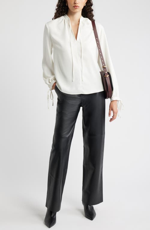 Nordstrom Long Sleeve Tie Neck Shirt In Yellow