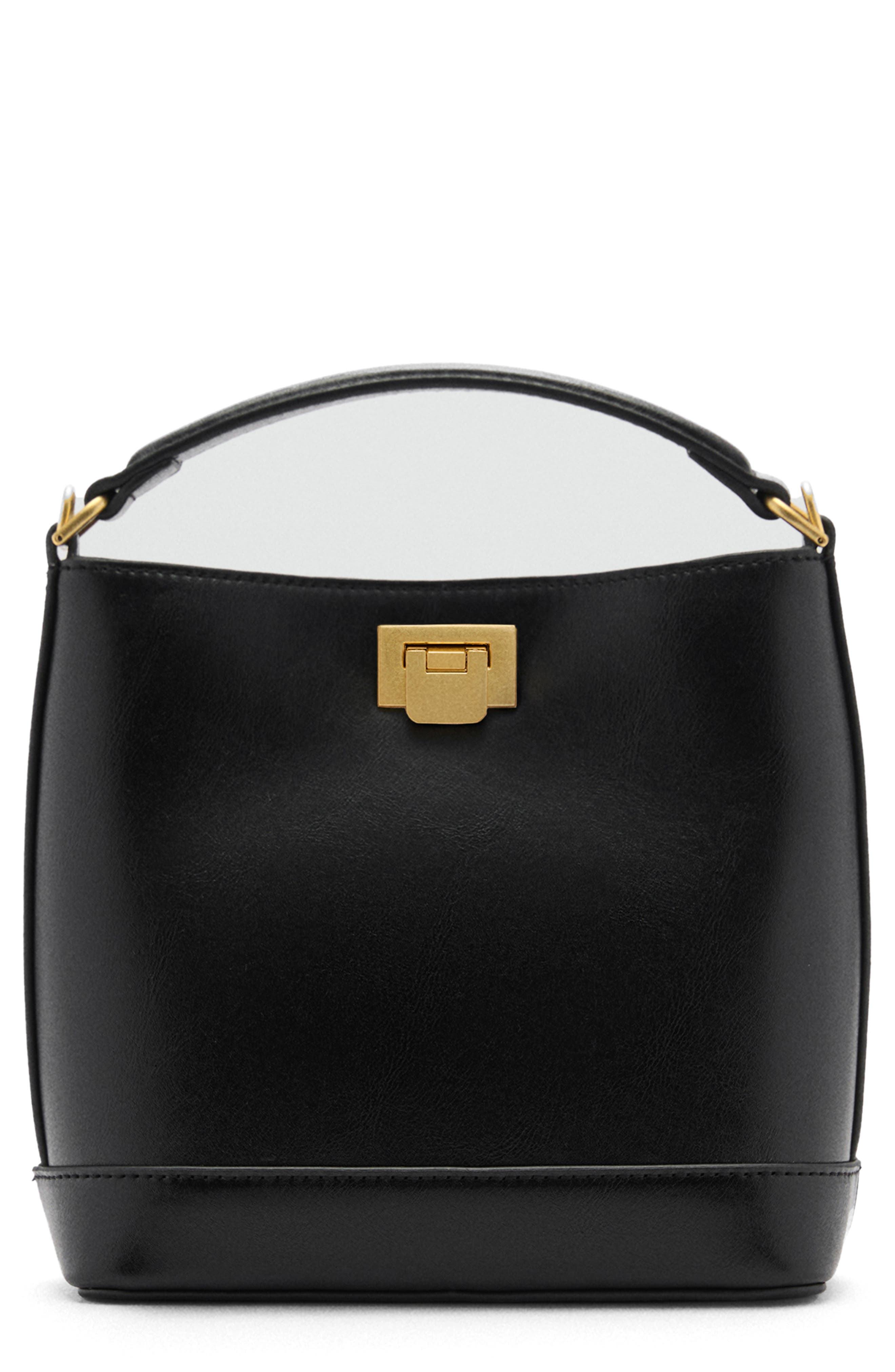MANGO Mini Faux Leather Top Handle Bag, Main, color, 