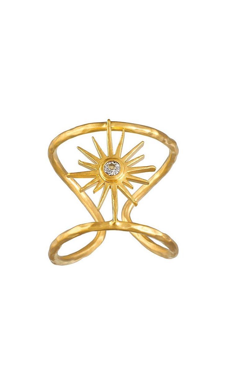 Satya Jewelry Divine Dreams Starburst Adjustable Ring, Main, color, Gold