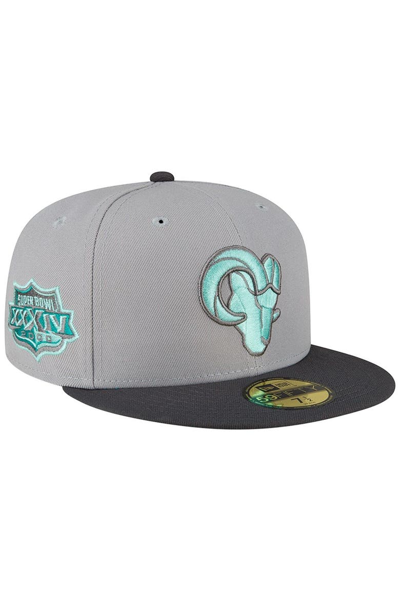 Men's New Era Gray/Graphite Los Angeles Rams Aqua Pop 59FIFTY Fitted Hat, Main, color, Gray