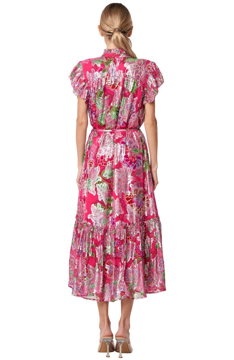 CIEBON Hilma Metallic Floral Print Maxi Dress, Alternate, color, Pink