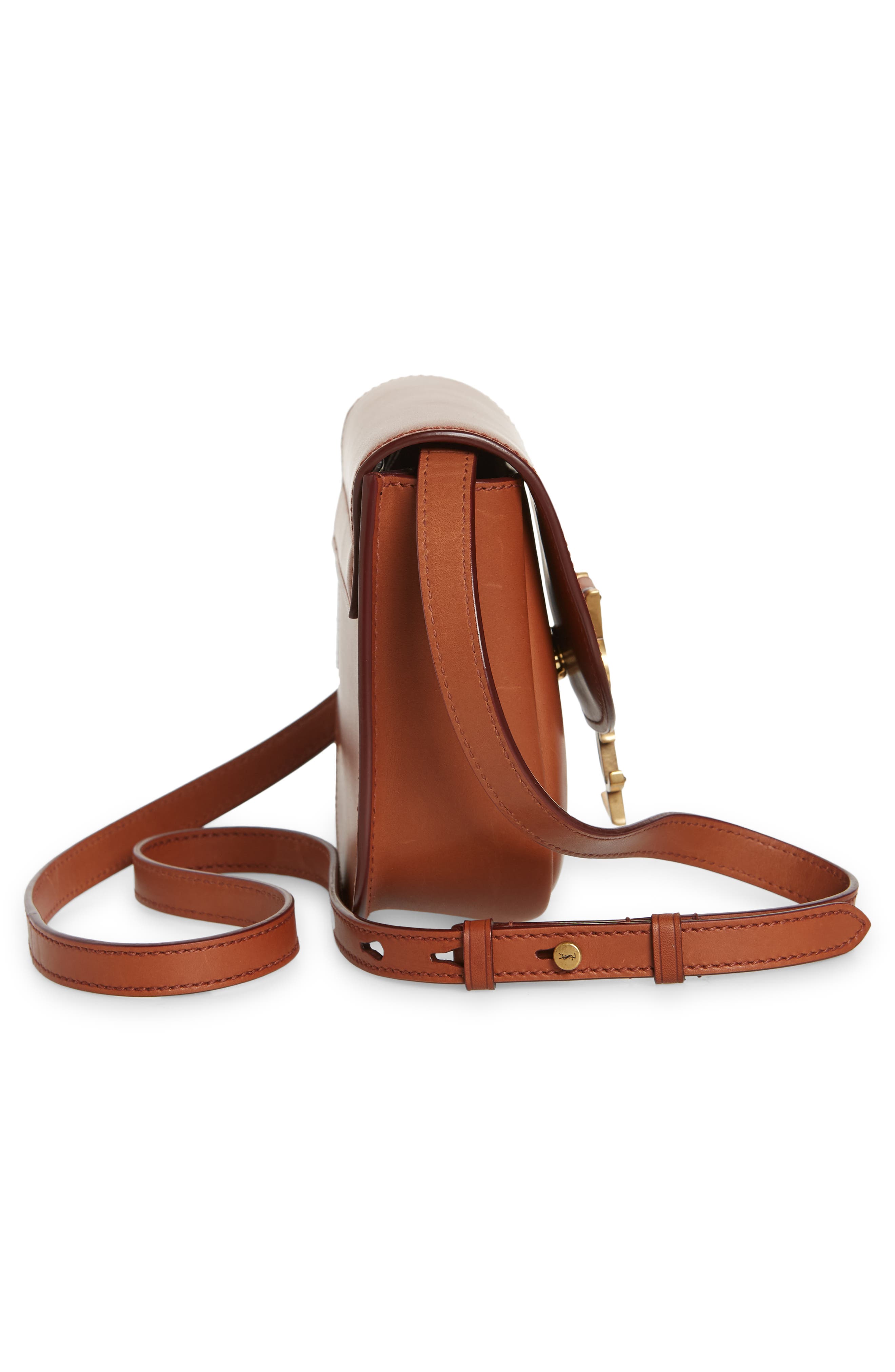 Kaia YSL Monogram Leather Crossbody Bag, Alternate, color, BROWN/ GOLD