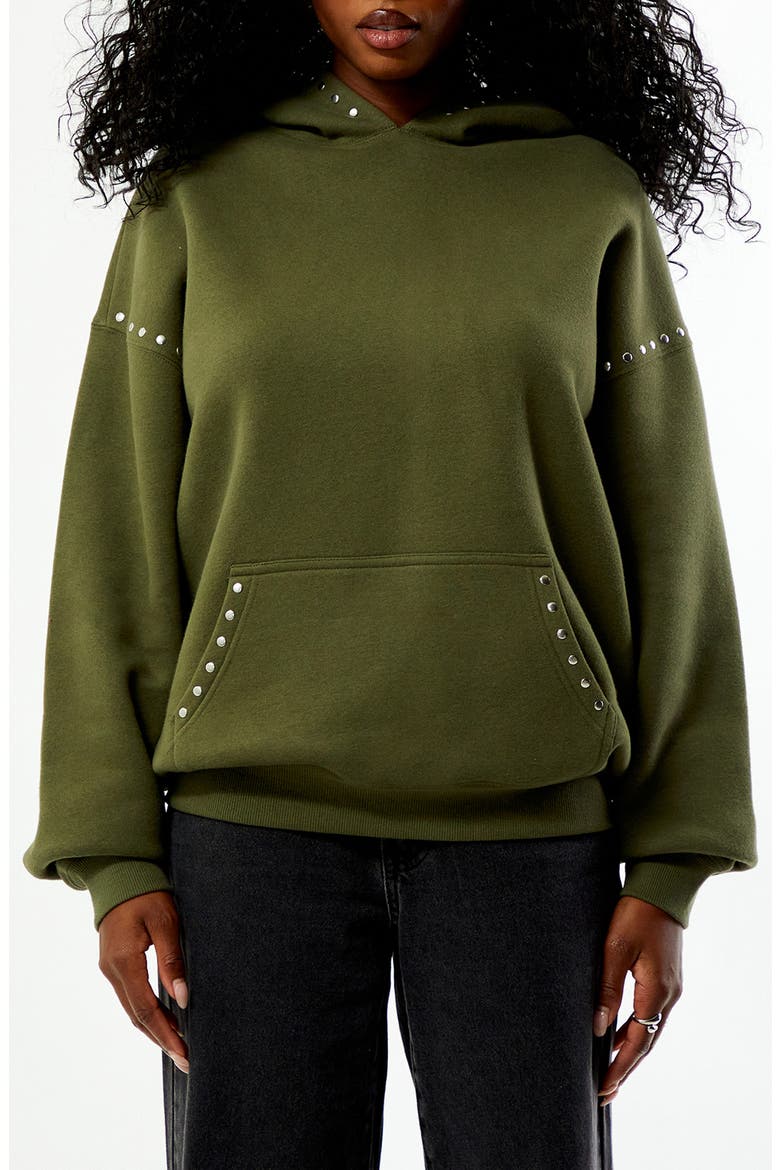 Studded Hoodie, Main, color, GREEN