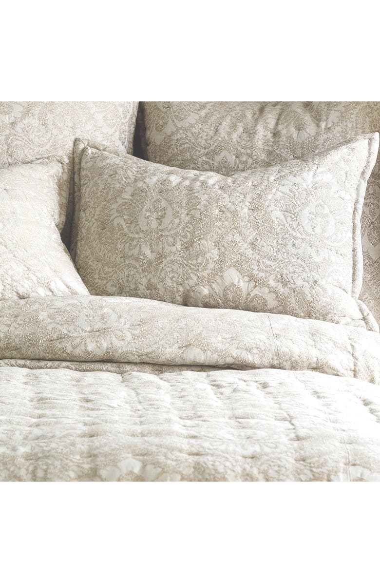 ELISABETH YORK 20" x 26" Navar Gray Damask Cotton Standard Sham - Machine Washable, Alternate, color, Brown