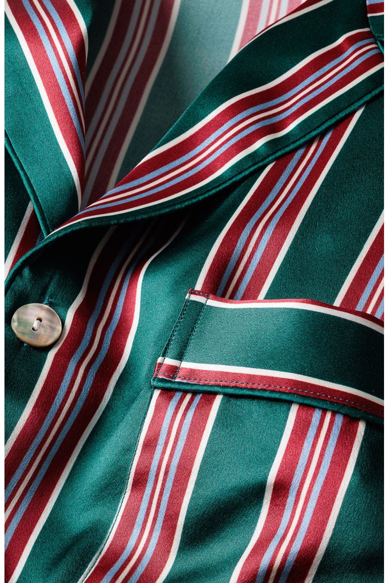 Lancaster Stripe Mulberry Silk Pajamas, Alternate, color, GREEN