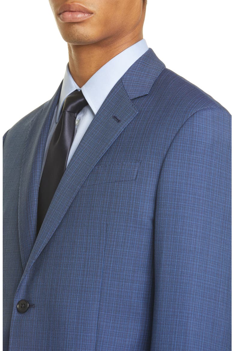 G Line Trim Fit Check Wool Suit, Alternate, color, BLUE