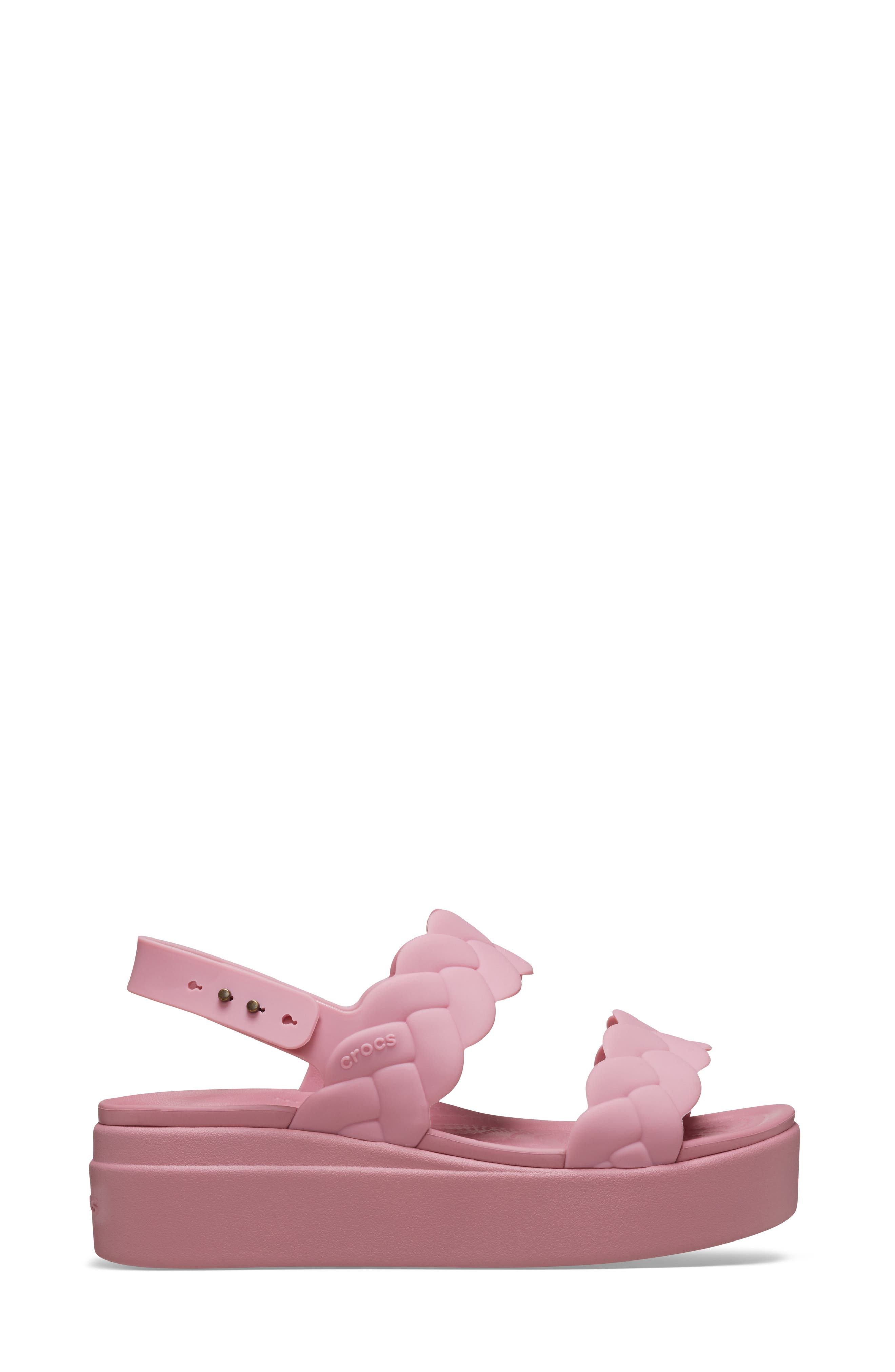 CROCS Brooklyn Woven Water Resistant Wedge Sandal, Alternate, color, Rosette