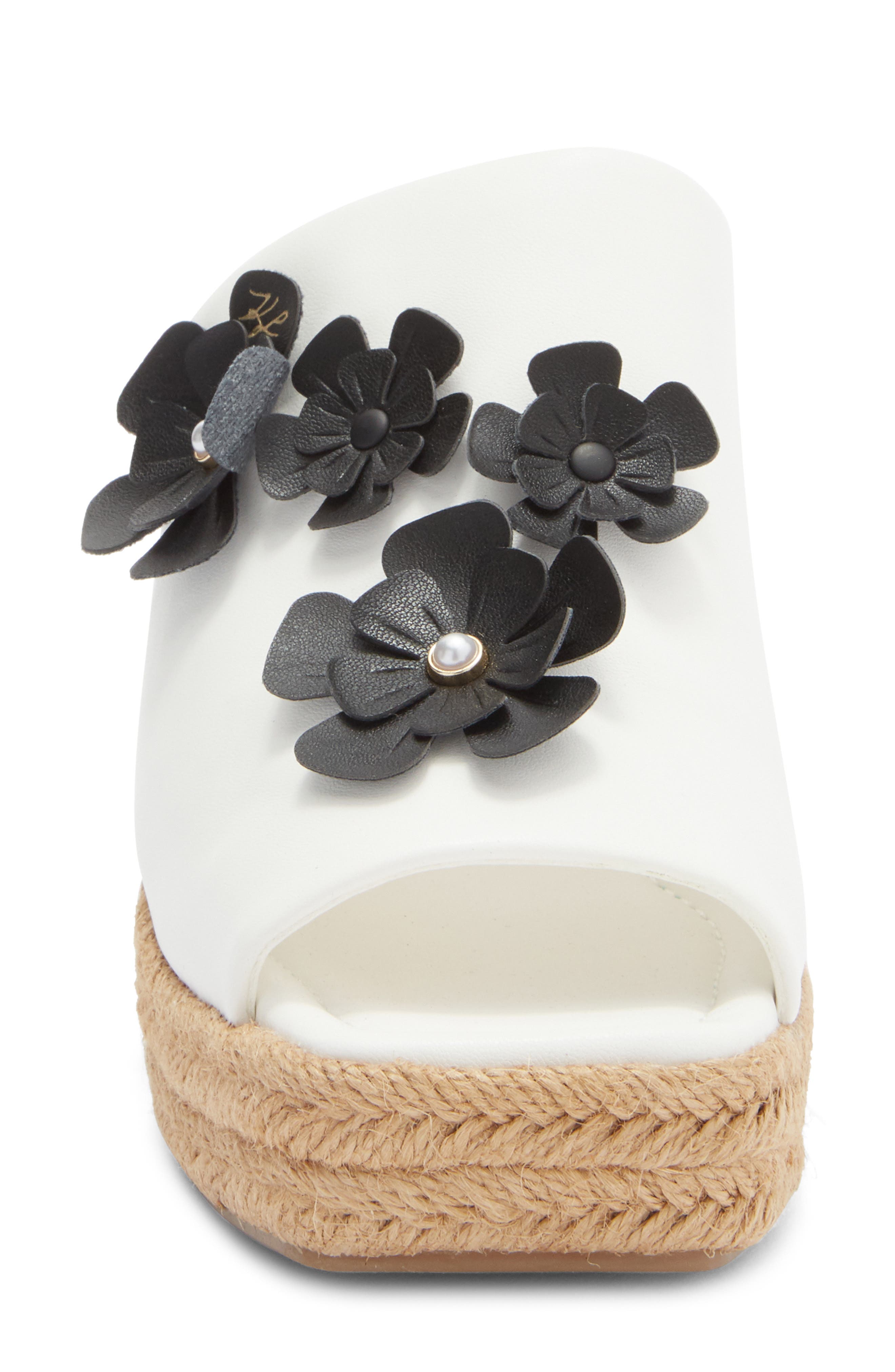 KARL LAGERFELD PARIS Clove Fleur Wedge Sandal, Alternate, color, Bright White