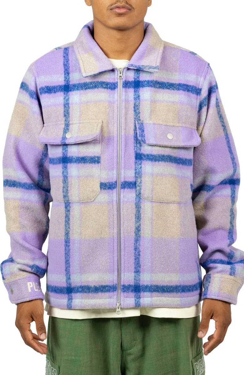 PLEASURES Folklore Plaid Fleece Work Jacket, Main, color, 