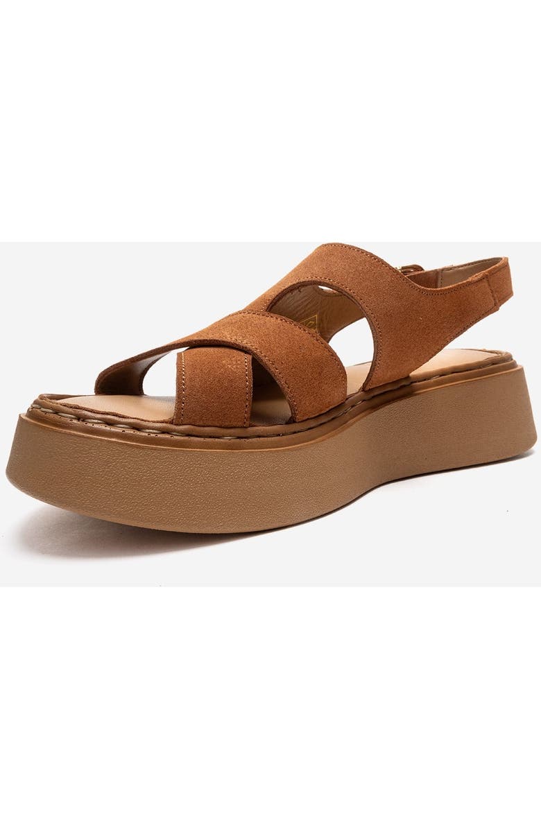 Forever & Always Shoes Vien Leather Platform Sandal, Alternate, color, Cognac Suede