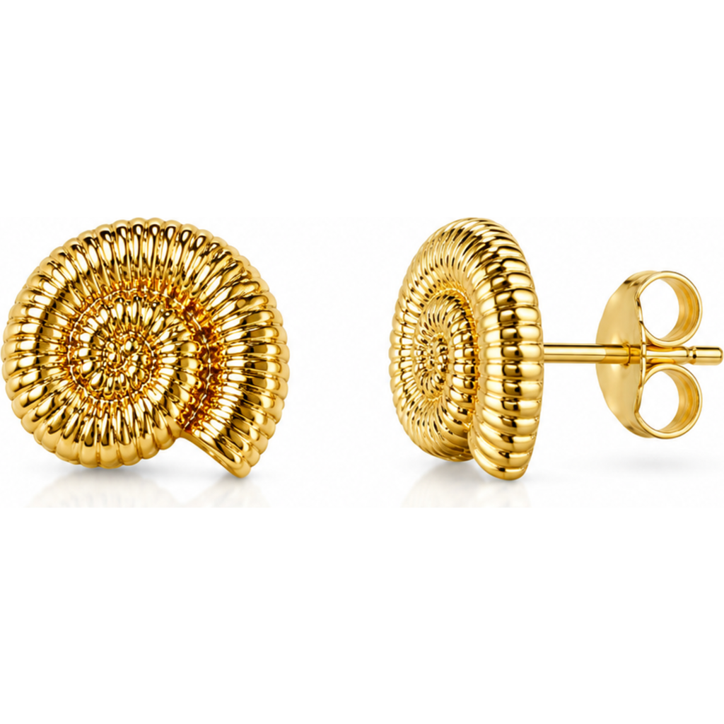 Dloria Golden Tide Shell Stud Earrings