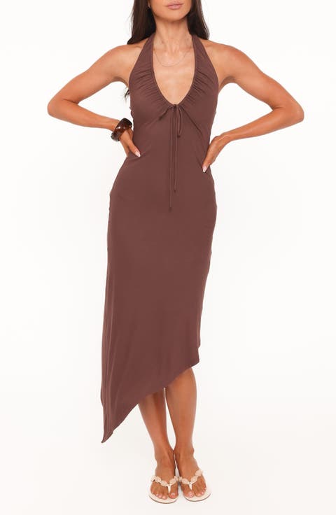 Jordie Halter Asymmetric Maxi Dress