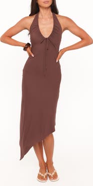 Petal & Pup Jordie Halter Asymmetric Maxi Dress