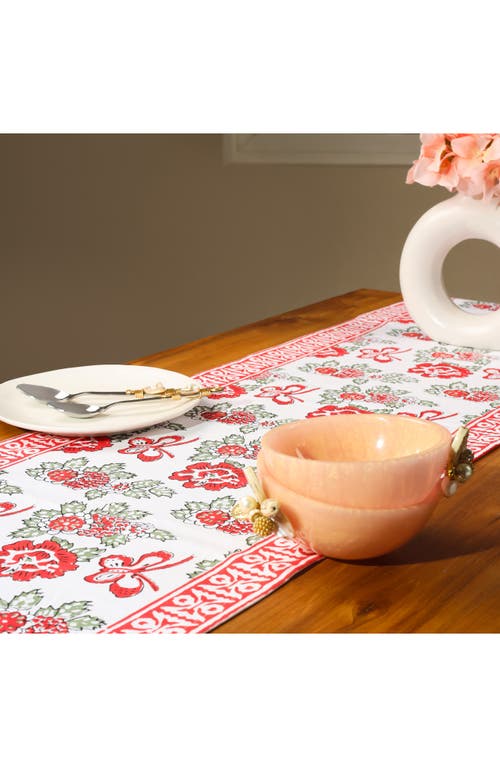 Tiramisu Print Cotton Table Runner In Pink/red