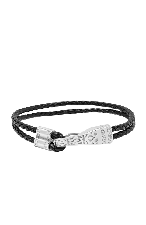 Black Leather Bracelet With Clasp