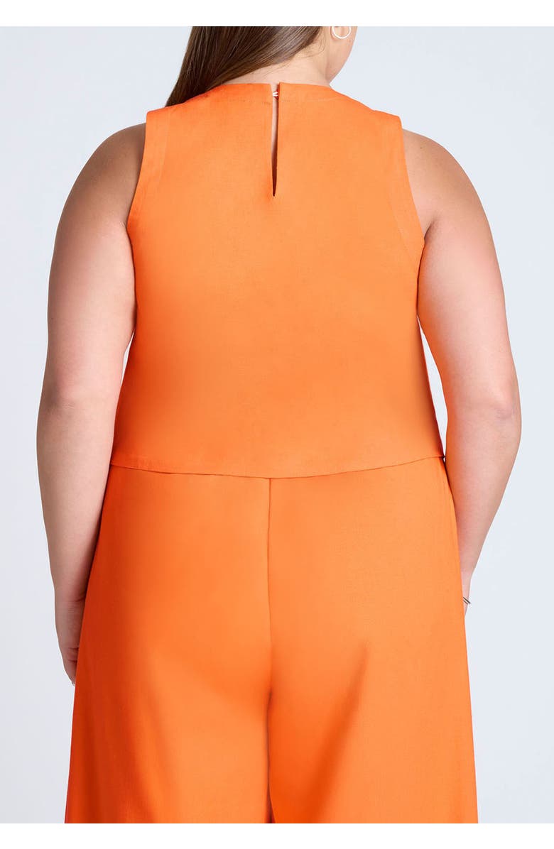 ELOQUII Linen-Blend Boxy Scoop Neck Crop Tank, Alternate, color, Bright Orange