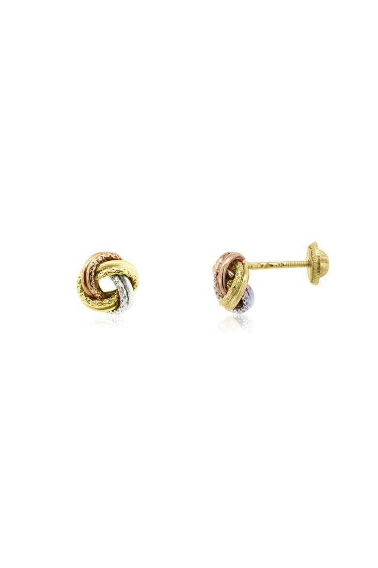Tri-Color Knot Screw Back Stud Earrings, Main, color, Gold