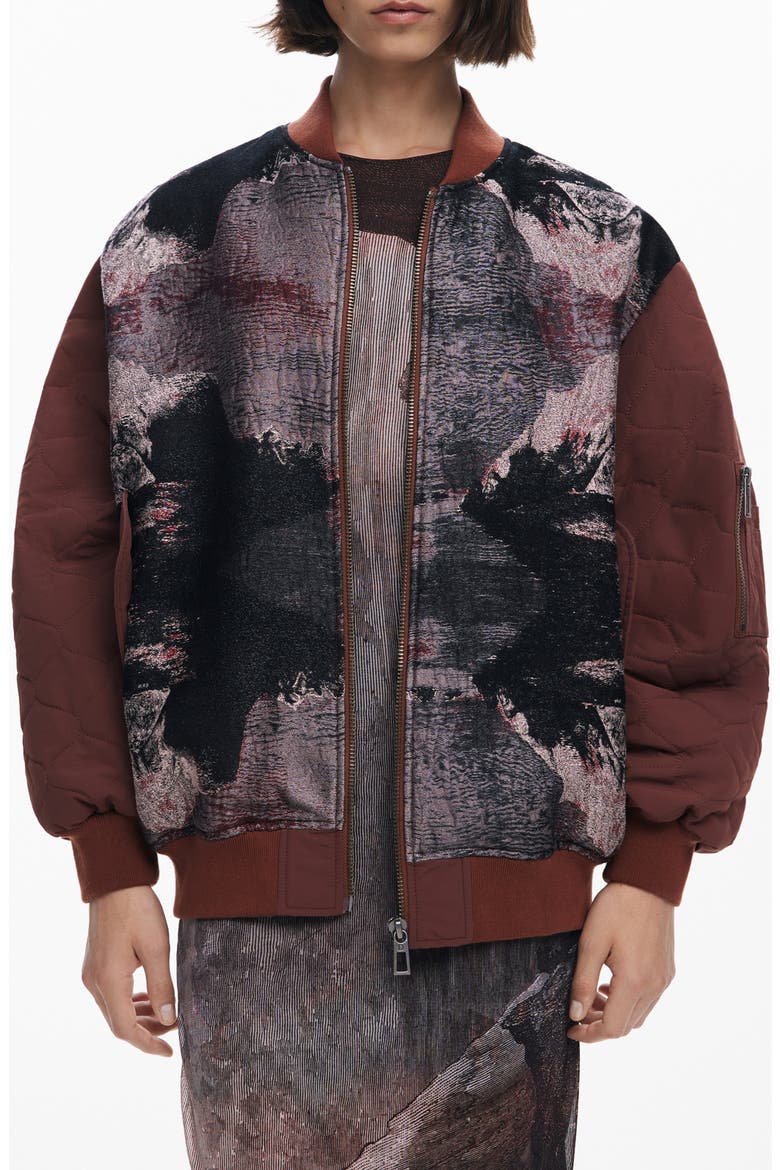 Onion Quilted Puffer Bomber Jacket, Main, color, DARK BROWN