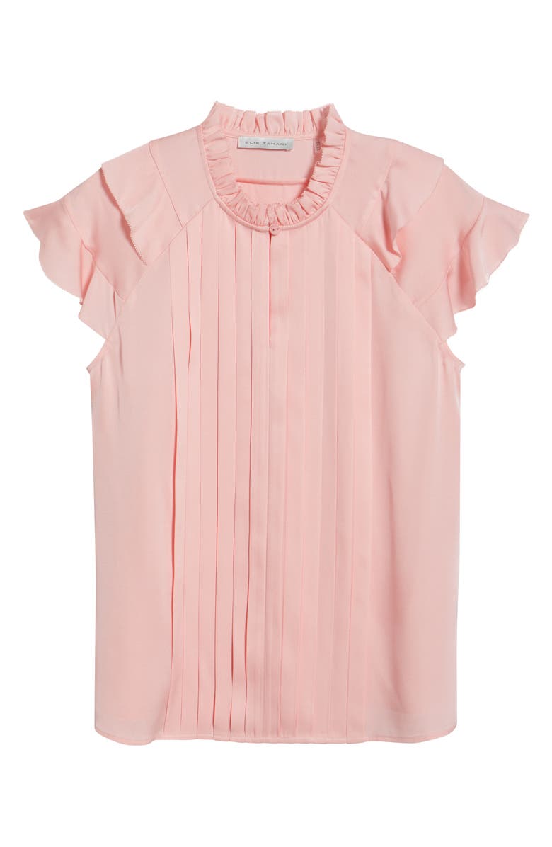 Elie Tahari The Zion Stretch Silk Pleated Blouse, Alternate, color, 