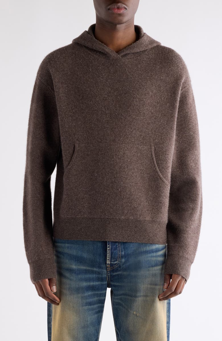 Acne Studios Klama Hooded Cashmere Blend Sweater, Main, color, Walnut Brown
