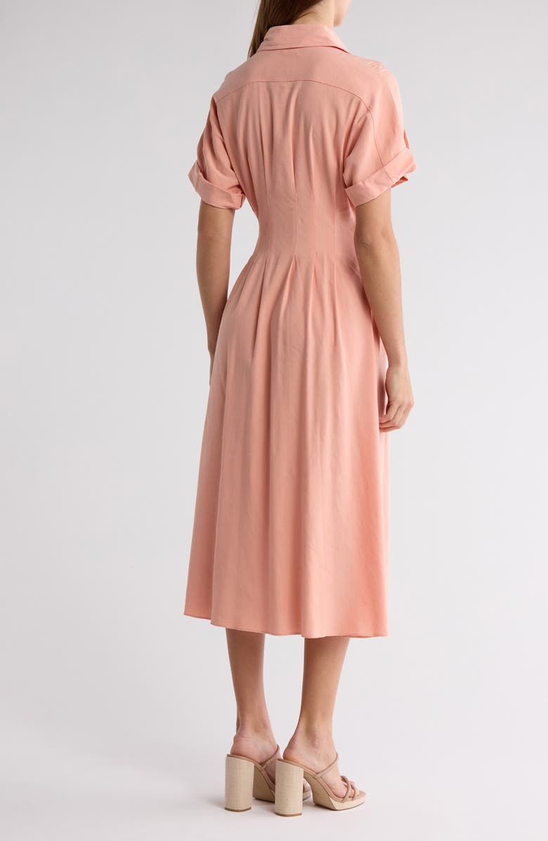 Veronica Beard Adavi Linen Blend Shirtdress, Alternate, color, Coral
