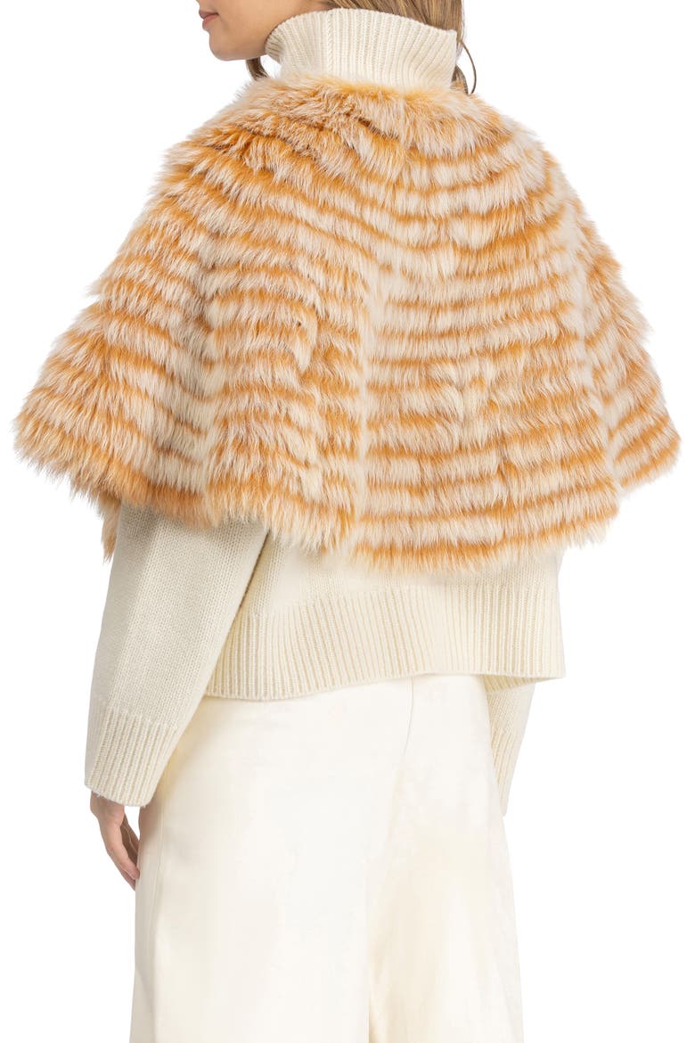 Genuine Shearling Layered Capelet, Alternate, color, ORANGE BRISA