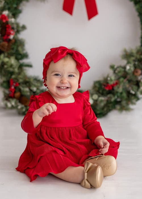 Isobella & Chloe Isobella And Chloe Merry 'n' Bright Toddler Girls' Red Velvet Dress With Ruffled Sh In Red