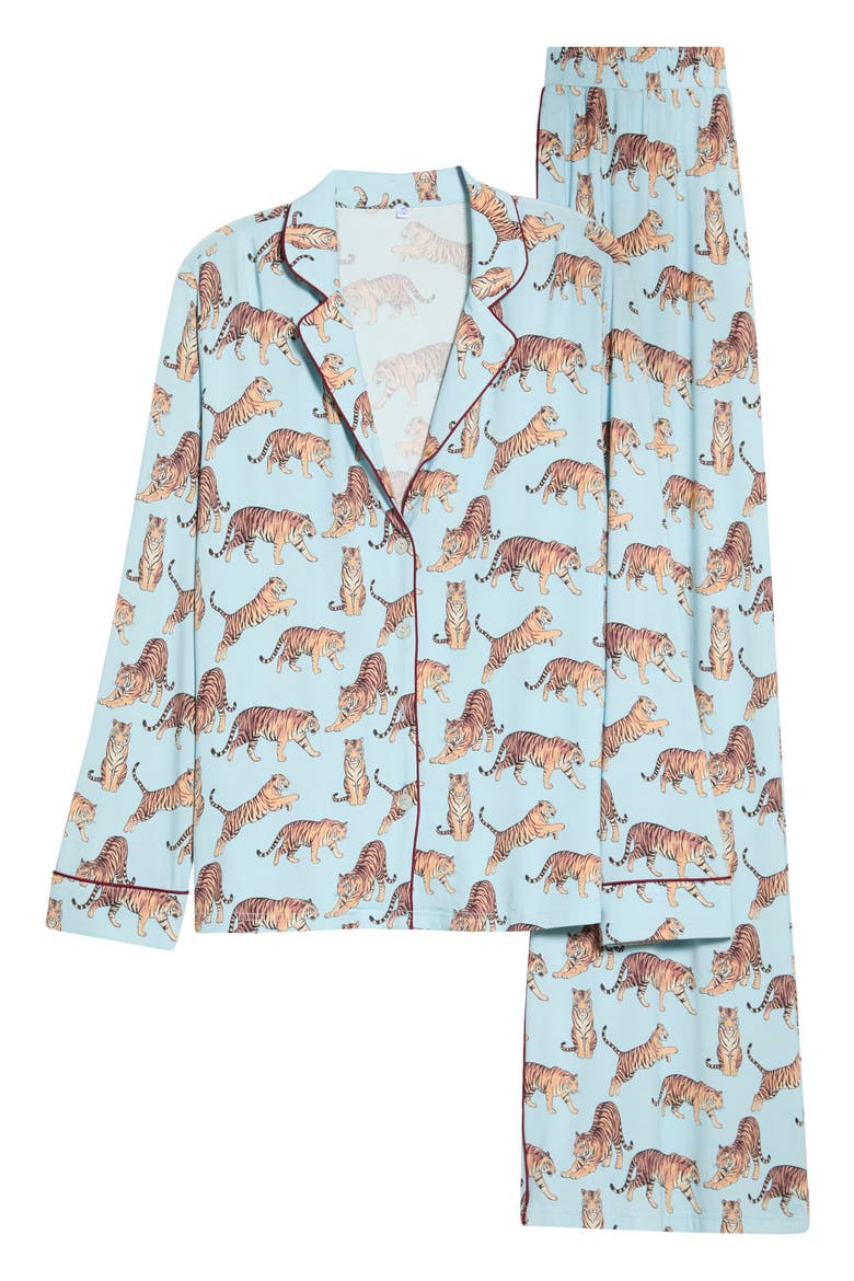 Long Pajama Set, Main, color, DANCING TIGERS