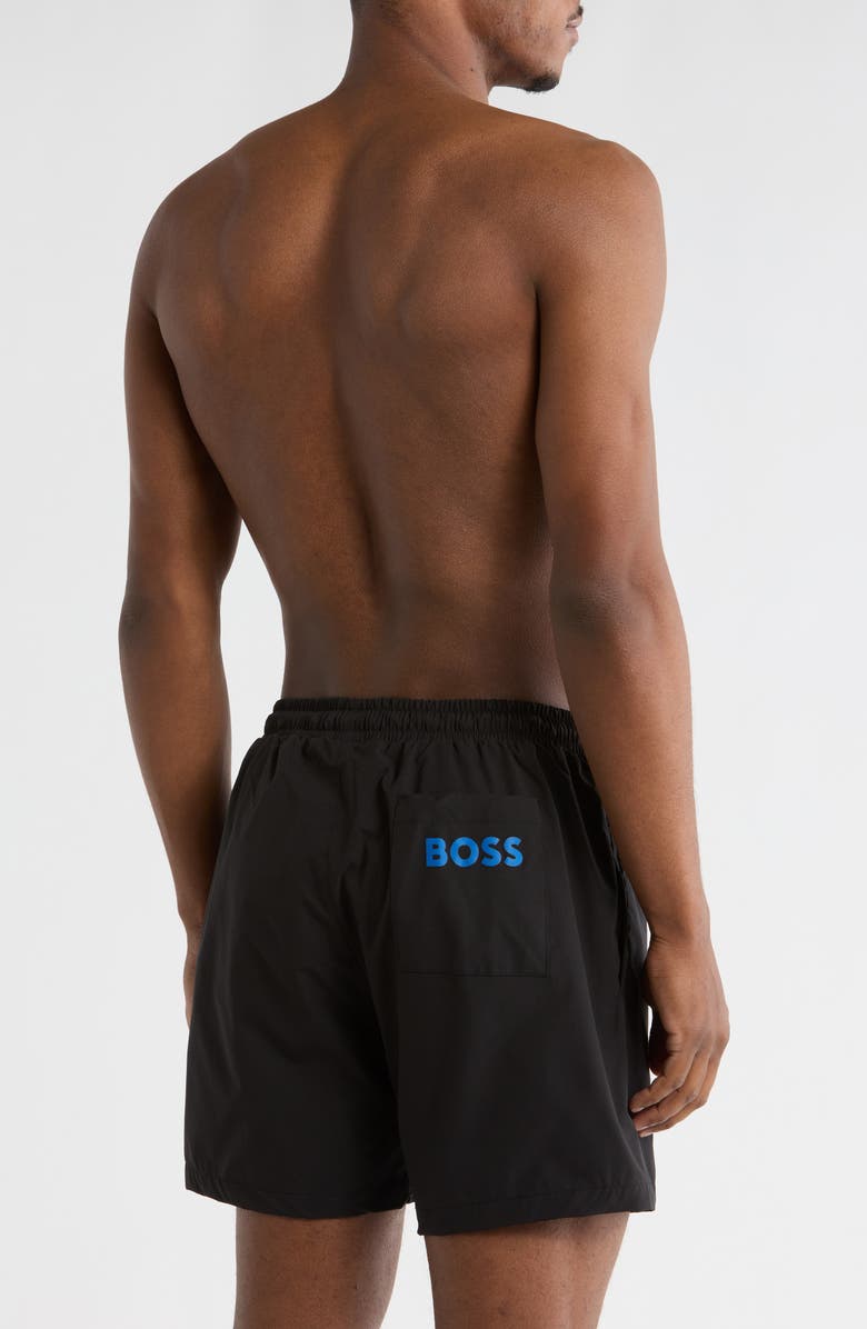 BOSS x NFL Los Angeles Rams Drawstring Swim Trunks, Alternate, color, 