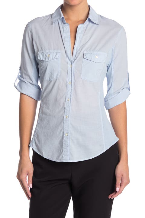 Three-Quarter Sleeve Button-Up Shirt