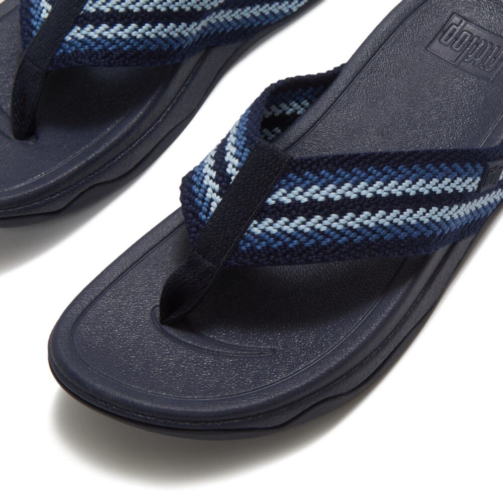 FitFlop Surfa Stripe-Webbing Toe-Post Sandals, Alternate, color, 