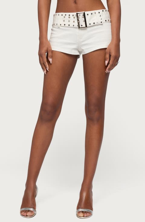 Studded Belt Denim Micro Shorts