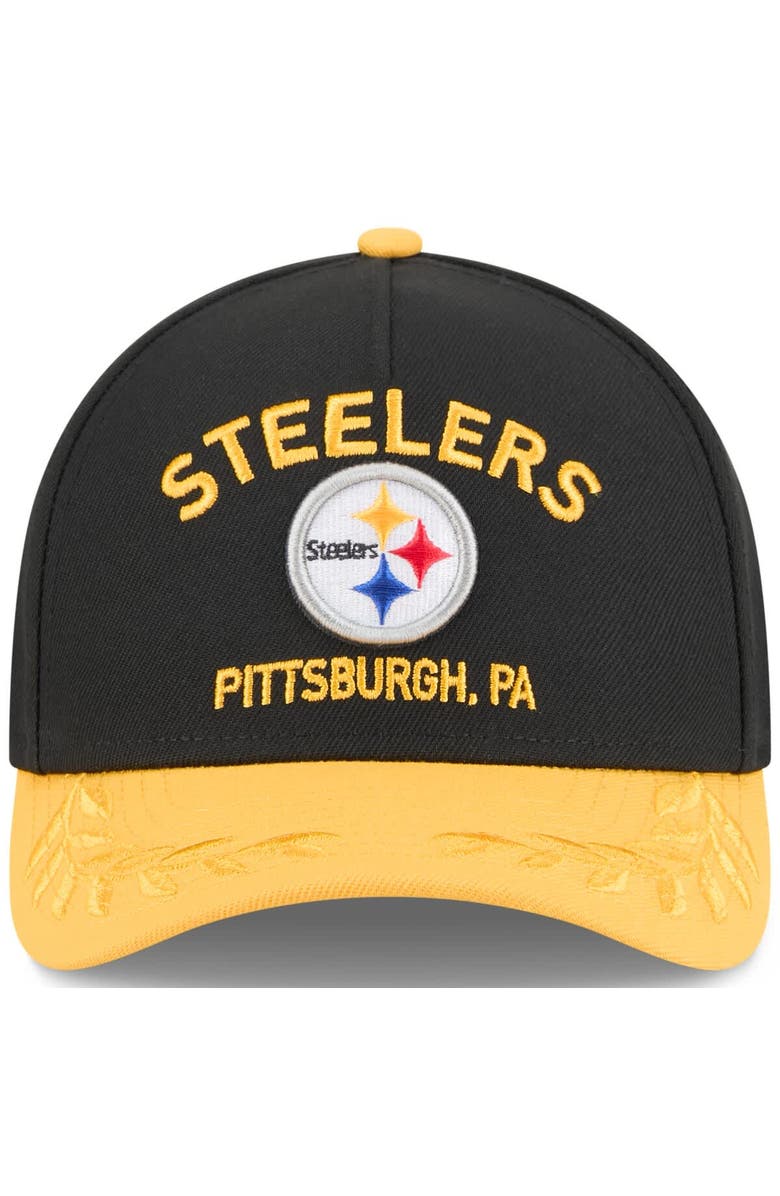 New Era Men's New Era Black/Gold Pittsburgh Steelers 2025 NFL Draft 9FORTY A-Frame M-Crown Adjustable Hat, Alternate, color, Black
