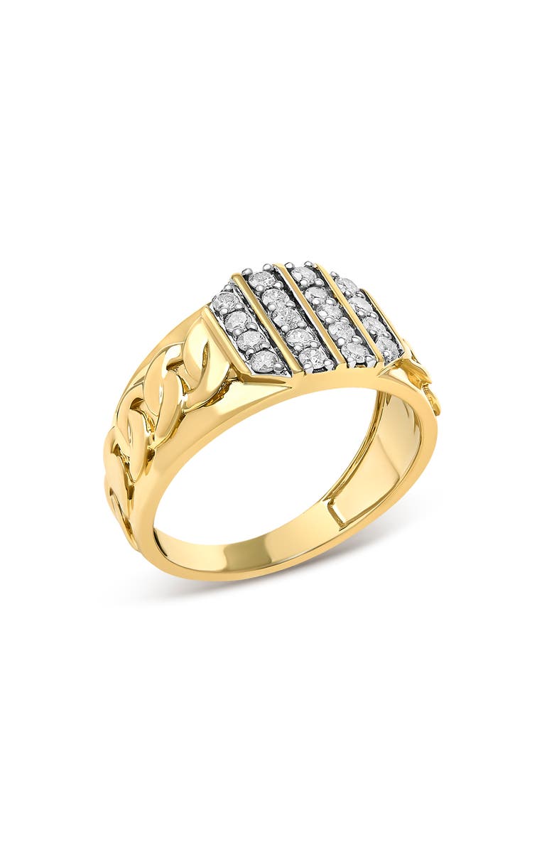 Haus of Brilliance Men's 14K Yellow Gold Plated Sterling Silver Diamond 1/2 Cttw Cuban-Link Band Ring, Alternate, color, Yellow Gold Over Silver