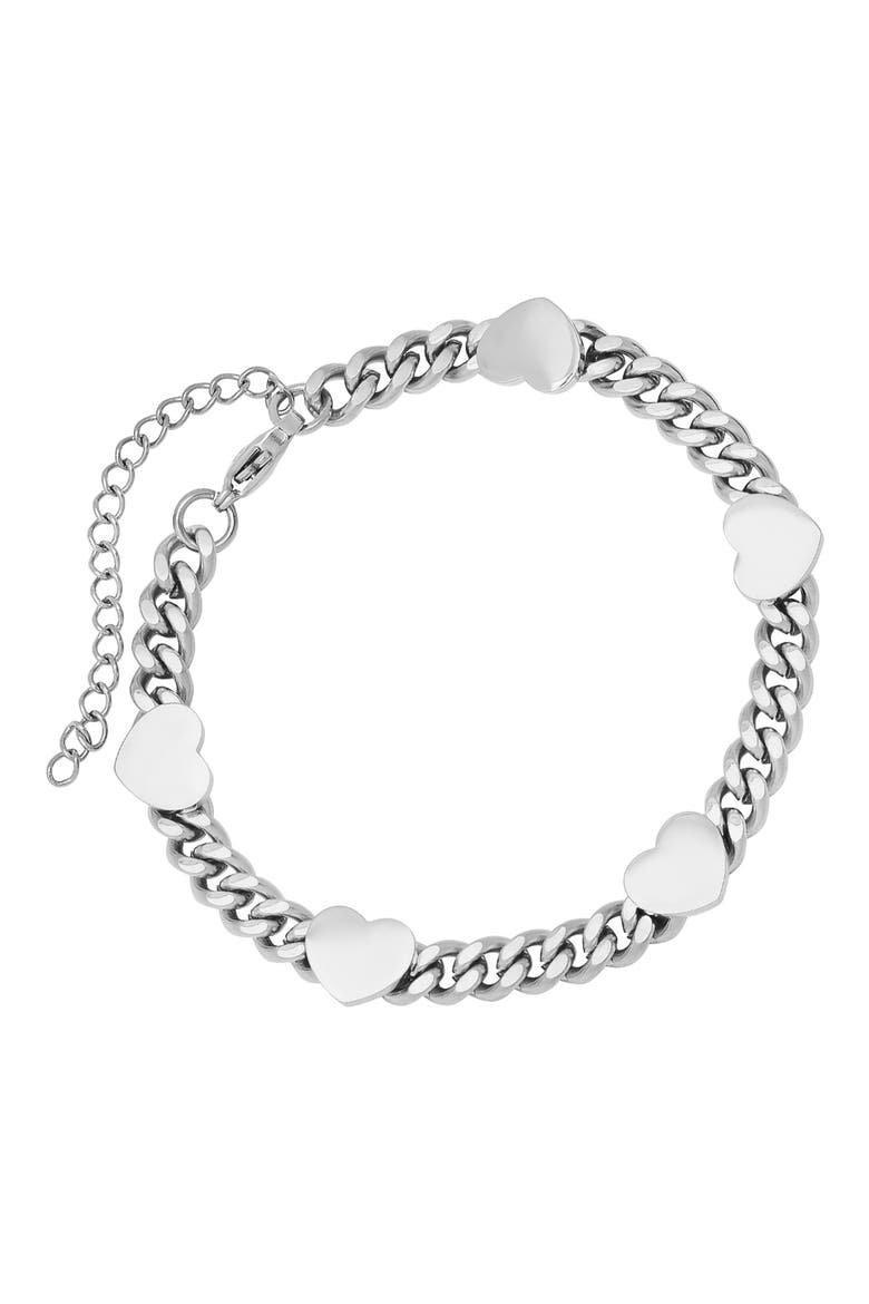 18K Rose Gold Plated Stainless Steel Heart Bracelet, Main, color, METALLIC