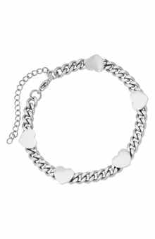 HMY JEWELRY 18K Rose Gold Plated Stainless Steel Heart Bracelet