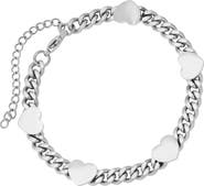 HMY JEWELRY 18K Rose Gold Plated Stainless Steel Heart Bracelet
