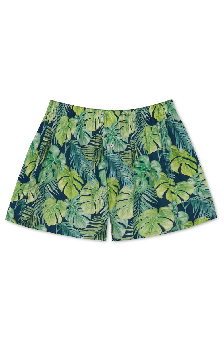 Druthers NYC Organic Cotton Lauae Print Boxer Short, Main, color, Navy Green