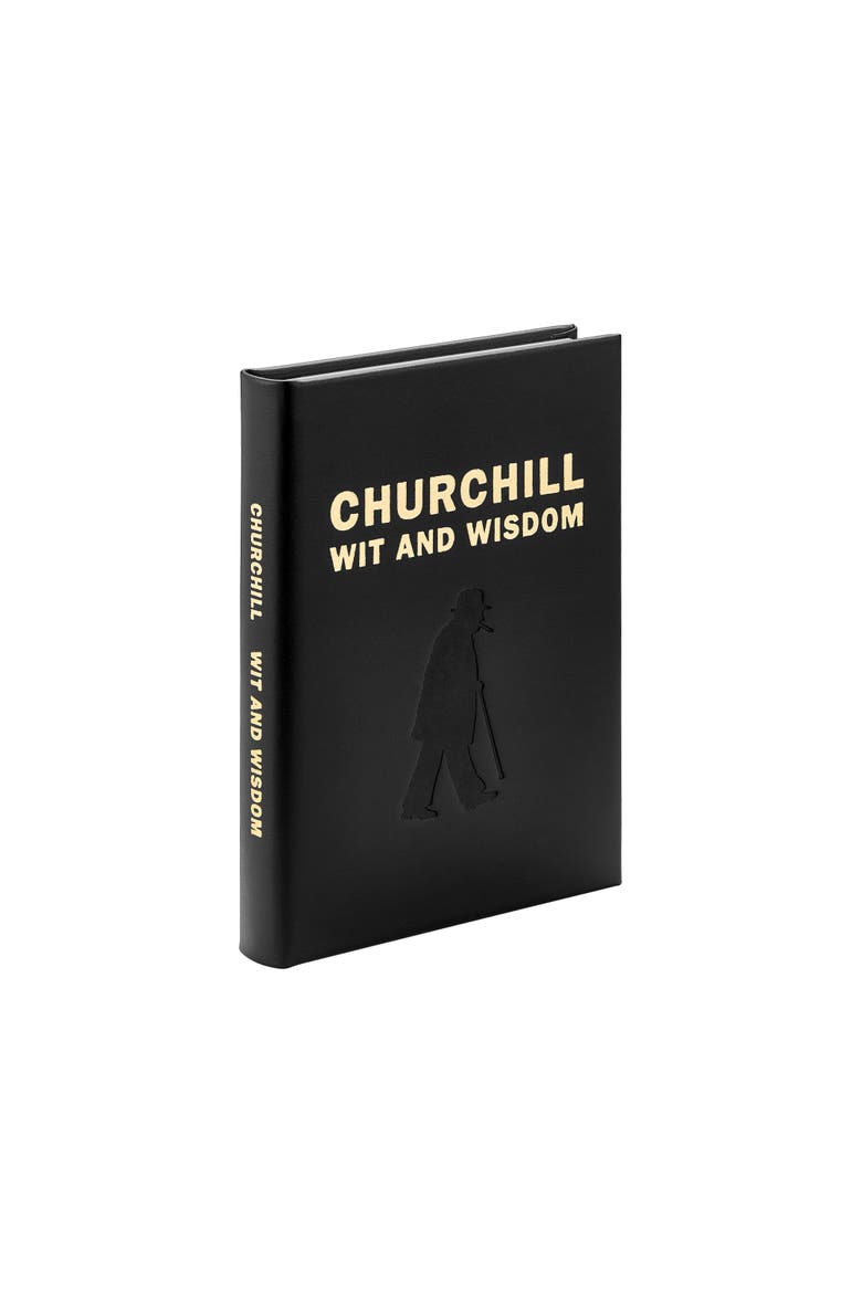 Churchill Wit and Wisdom Leather Coffee Table Book, Alternate, color, Black