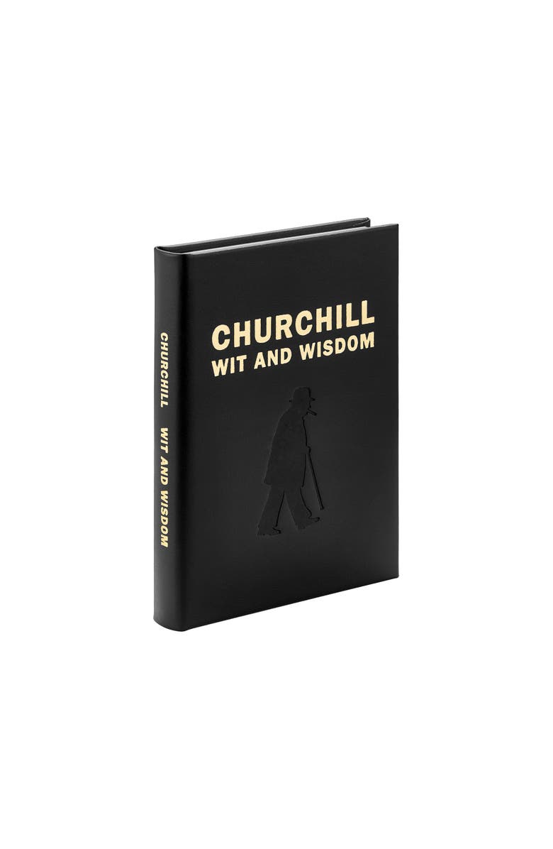 Graphic Image Churchill Wit and Wisdom Leather Coffee Table Book, Alternate, color, Black