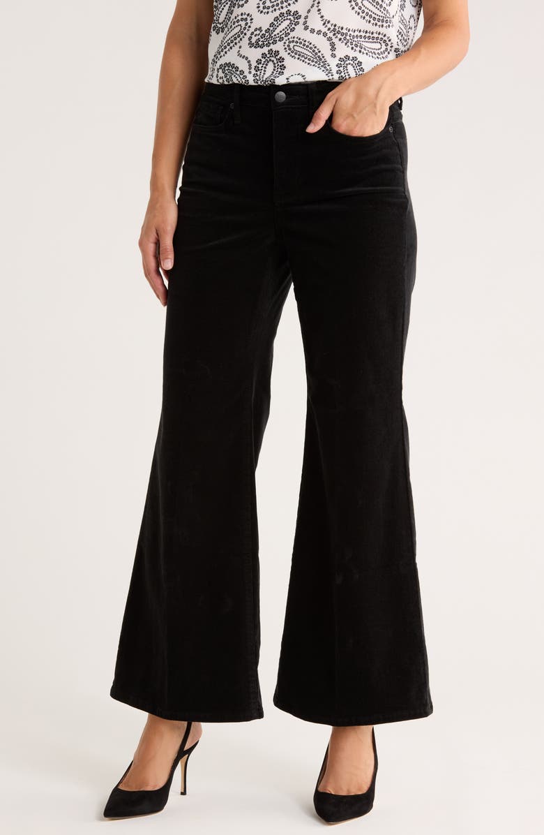 NYDJ Mia Palazzo High Waist Ankle Flare Corduroy Pants, Main, color, Black