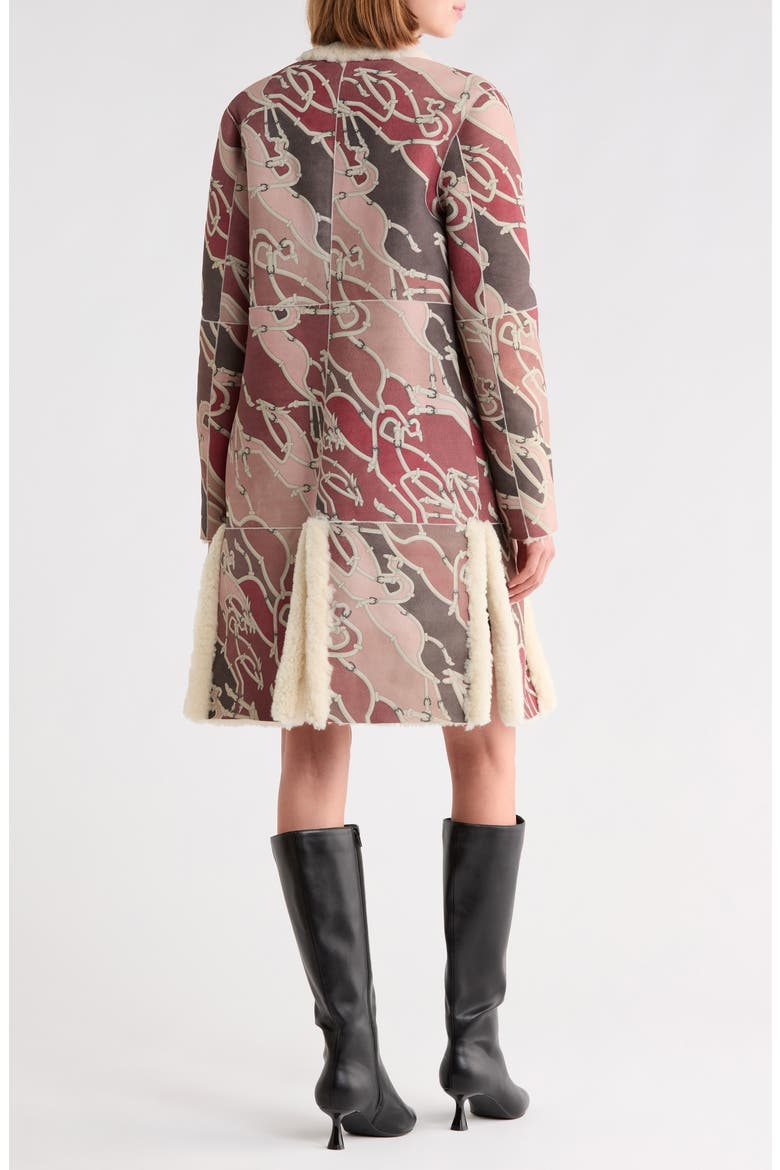 Belted Genuine Shearling Coat, Alternate, color, BURGUNDY