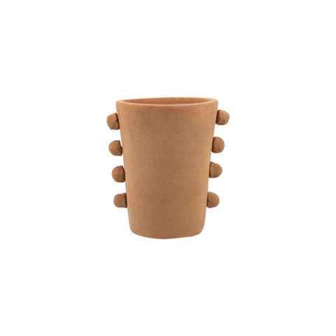 Natural Terracotta Beaded Decorative Vase