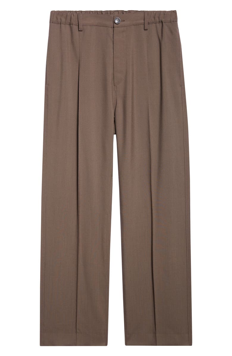 Marni Pleated Virgin Wool Wide Leg Trousers, Alternate, color, 00N55 Truffle