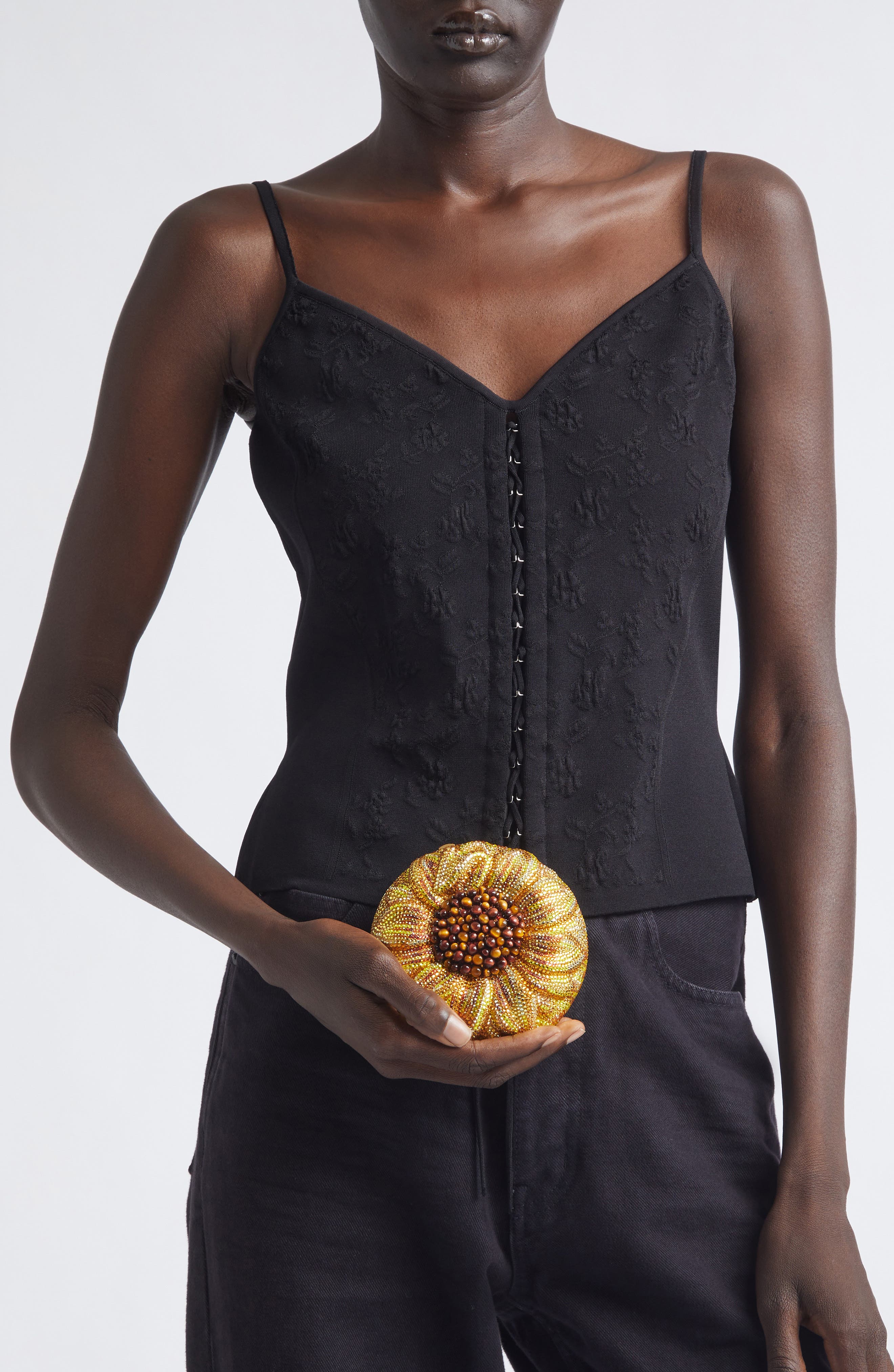 JUDITH LEIBER COUTURE Sunflower Soleil Crystal Minaudière, Alternate, color, Champagne Topaz Multi