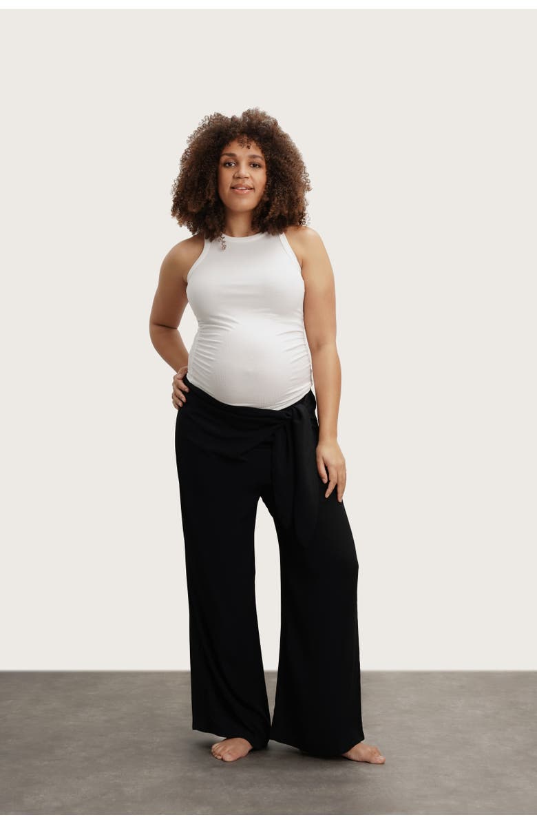 Nom Maternity The Easy Wrap Maternity Pants, Main, color, Black