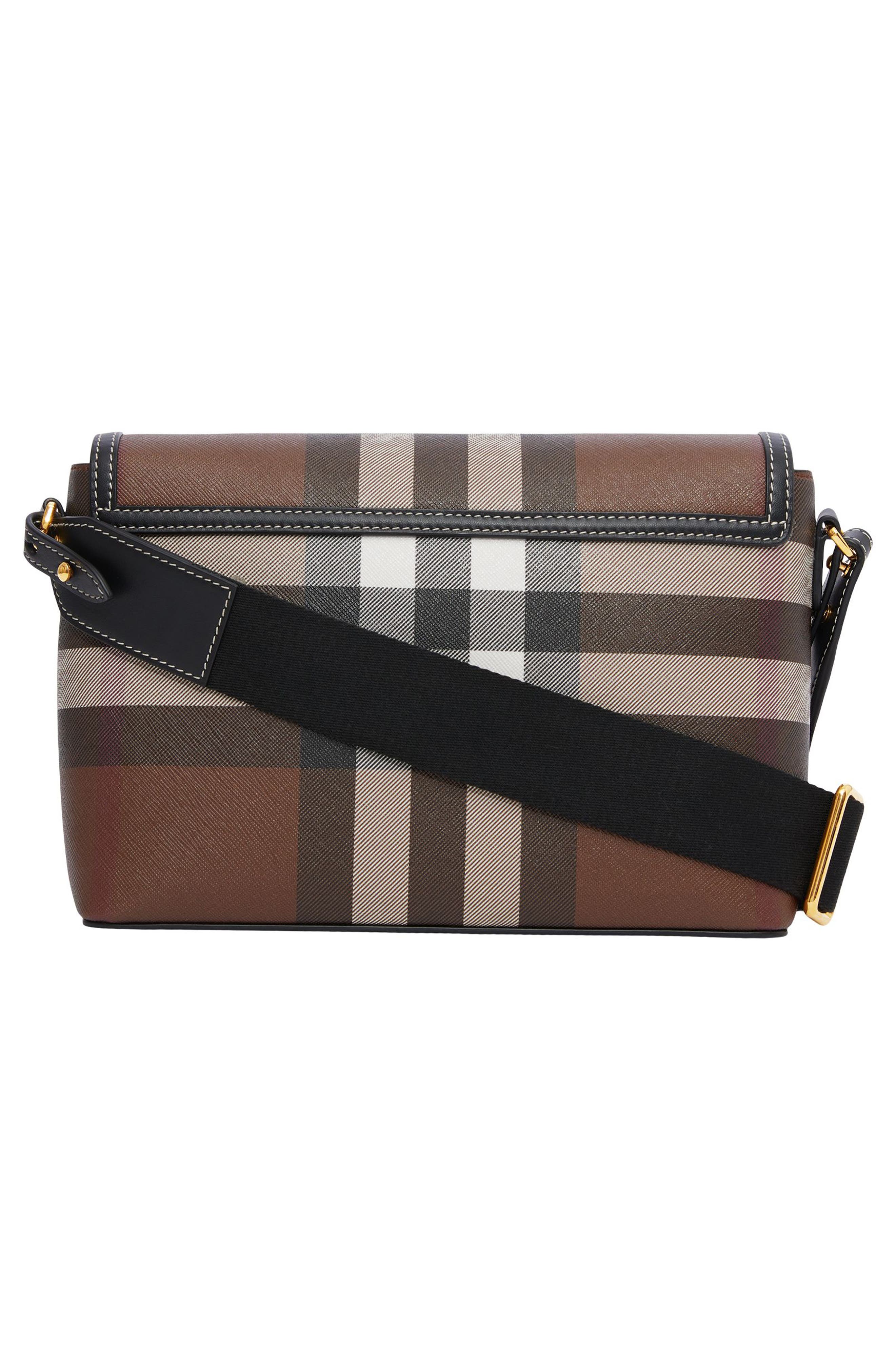 Burberry Medium Note Check & Leather Crossbody Bag, Alternate, color, 