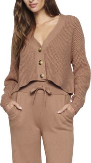Eberjey Waffle Knit Crop Cardigan